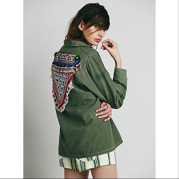 ❌SOLD❌Free People / Gypsy River Beaded Army Jacket - Picture 2 of 8